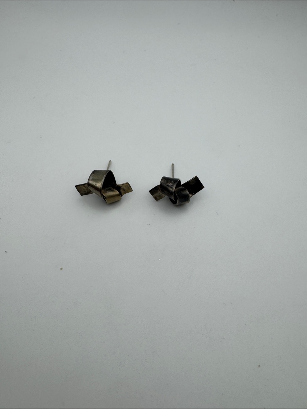 Knot Twist Stud Earrings in Dark Metallic Black